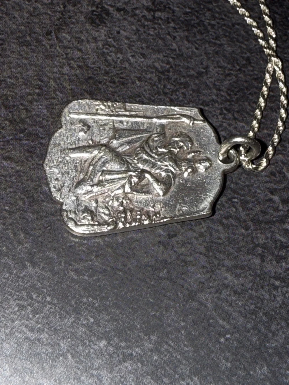 Vintage German Silver St. Christopher Medal- Germany Mid Century Pendant - Picture 11 of 13